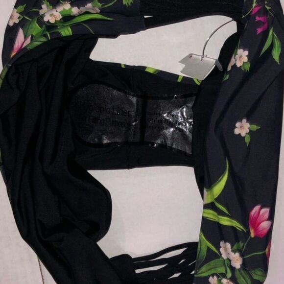 TiNi BiKiNi Black floral flounce high waisted 2 piece Xlarge bikini - Picture 2 of 16